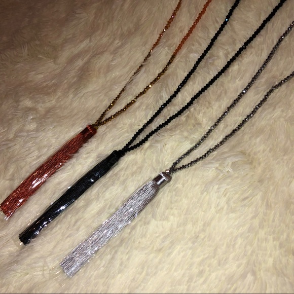 LONG CRYSTAL—SILK TASSEL PENDANT NECKLACES!! GORGEOUS & EXCELLENT QUALITY!! BNWT - Picture 7 of 8